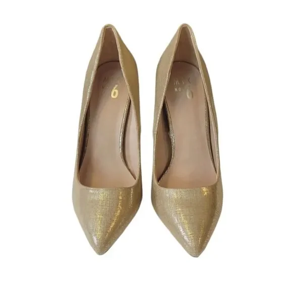 Mix No. 6 Lill Gold Shimmer Pointed Toe High Heel Pumps - Picture 2 of 7